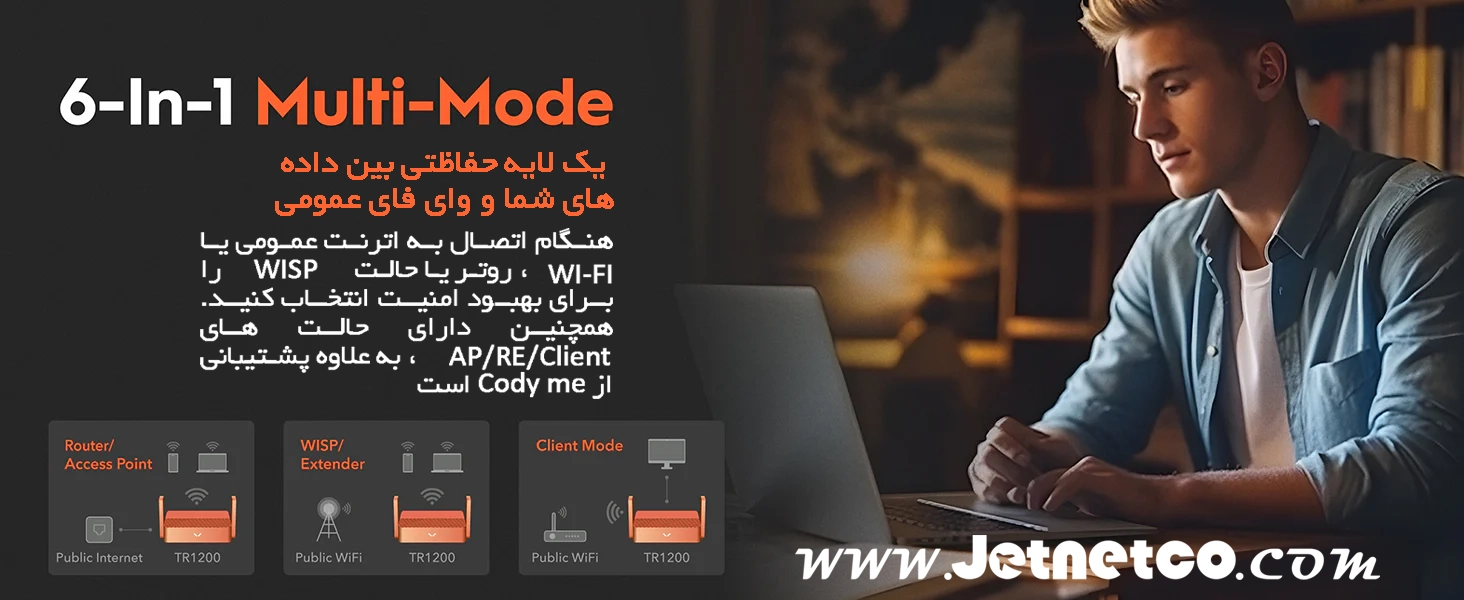 یک لایه حفاظتی بین داده های شما و وای فای عمومی هنگام اتصال به اترنت عمومی یا Wi-Fi، روتر یا حالت WISP را برای بهبود امنیت انتخاب کنید. همچنین دارای حالت های AP/RE/Client، به علاوه پشتیبانی از Cudy Me است